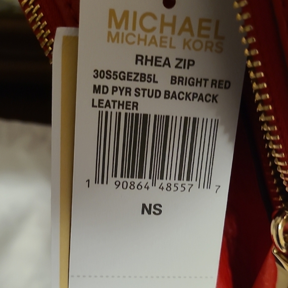 Michael Kors Red Backpack with Gold Studs - Picture 3 of 10
